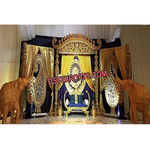 เวทีจัดงานแต่งงานสไตล์หนวดพิเศษของอินเดียแกรนด์ไฟเบอร์ตกแต่งแผนกต้อนรับเวทีที่งดงามของชาวฮินดูพิธีแต่งงานเวที - Product Image 1