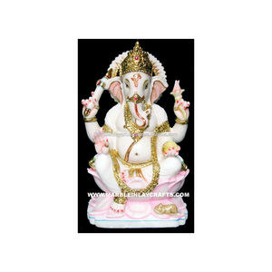 Statue de Ganesha en marbre blanc de Makrana - Product Image 1