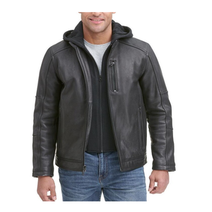 Nouveau manteau de veste en cuir Vintage décontracté hommes tenue de printemps élégante conception en cuir PU avec motard Look de poche - Product Image 1