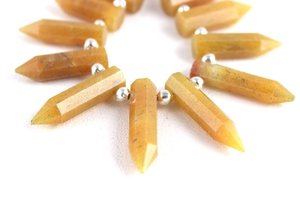 Cuentas de Briolette con forma de lápiz puntiagudo facetado de piedras preciosas de jaspe amarillo Natural de grado AAA para collar de joyería hecha a mano y abalorio - Product Image 2