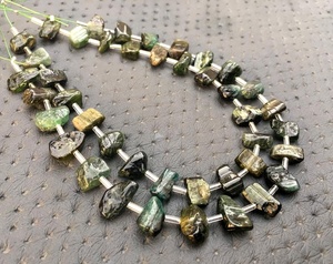 Pierre de Tourmaline verte naturelle de haute qualité, 1 brin, Center percé, poli, brut, fabrication de bijoux, Collection de pierres, vente en gros - Product Image 6