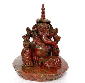 Estatua de Ganesha tallada a mano Natural de alta calidad, figurita tallada en piedra Unakite hecha en India, artesanías de piedra semipreciosa - Product Image 1