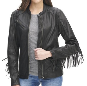 Nueva Chaqueta de Piel de Oveja Color Beige Oscuro para Mujer, Estilo Motero, Deportiva y a la Moda, con Diseño Personalizado, Venta al Por Mayor - Product Image 3