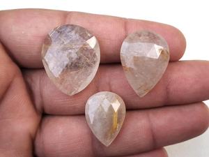 Natural Golden Rutile <b>Gemstone</b> Jewelry Smooth Pear Shape Cabochons Genuine Stone Collection Style Cut <b>Loose</b> <b>Gemstones</b> - Product Image 4