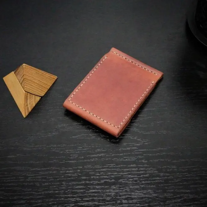 Cowhide leather money clip, credit cart wallet, Personalize leather wallet, DPL-0007