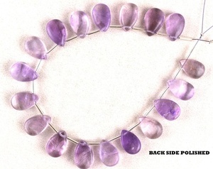 เครื่องประดับพลอยสีชมพูอเมทิสต์หยาบขัดด้านหลังทรงลูกแพร์ทำจากหินดิบด้านหลังแบนอุปกรณ์สำหรับทำเครื่องประดับ - Product Image 2