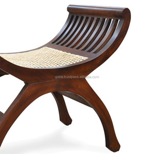 Otomana de Madera de Teca Maciza y Ratán de Diseño Antiguo Kartini para Muebles de Sala de Estar - Product Image 4