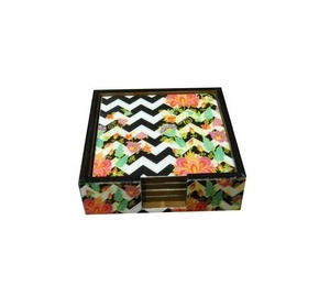 Posavasos Cuadrado de Madera Esmaltado Multicolor, Hecho a Mano, Ecológico, Estilo Vintage, 5mm de Grosor, Empaquetado en Cartón, Bajo MOQ, Venta al Por Mayor - Product Image 1