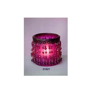 Bougeoir en métal et verre Lanterne photophore rose Votive décorative - Product Image 1