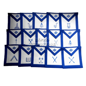 Delantal de cuero de imitación de oficiales de logia azul hecho a mano bordado masónico único juego de oficial de costura de punto de cruz de 15 - Product Image 2