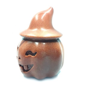 Semi pietra preziosa zucca di Halloween sculture in legno - Product Image 6