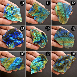 Dalle de pierre de labradorite naturelle |   Tranche de pierre précieuse brute, spécimen minéral cristallin, pierre décorative pour collection, décoration intérieure et cadeau. - Product Image 3