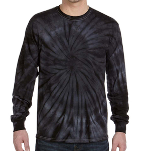 Camiseta informal de manga larga para hombre, 100% algodón, antiarrugas, de secado rápido, transpirable, de talla grande, estampado Tie Dye, ropa de calle ecológica - Product Image 1