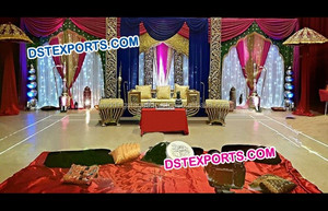 เวทีแต่งงาน Mehandi ปัญจาบแบบดั้งเดิม,เวที Sangeet แบบแต่งงานปัญจาบ,การออกแบบ Rajawada เวทีปัญจาบ Mehandi - Product Image 6