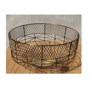 Panier à fruits en fil de fer en maille ronde plaqué laiton, dernière conception décorative - Product Image 1