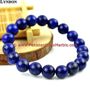 Pulsera de lapislázuli, cuentas de piedra azul, brazalete de hilo elástico - Product Image 6