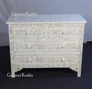 Aparador Moderno de 4 Cajones, Mueble de Madera MDF con Incrustaciones de Nácar y Hueso, Cómoda para Sala de Estar, para Uso Doméstico - Product Image 3