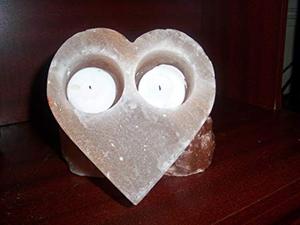 Himalayan Heart Shape 2 Holes,2 Hole Heart Shape Candle Holder Himalayan,natural USB heart shape salt lamp - Product Image 2