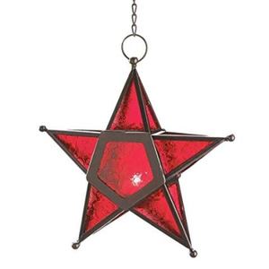 Portavelas Hecho a Mano con Diseño de Estrella, Decoración de Alta Calidad, Colgante de Cristal Rojo, Decoración para el Hogar, Portavelas Navideño - Product Image 1
