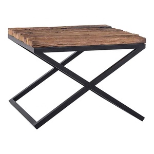 Table d'appoint moderne en bois et fer recyclés de style industriel Table basse pour meubles de salon à la maison - Product Image 1