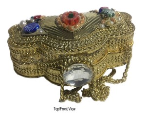 Cartera de mano de boda de noche de lujo para damas con cuentas de novia con diamantes de imitación y patrón de piedra de perlas - Product Image 3