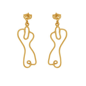 Pendientes de tuerca vintage de Plata de Ley 925 chapados en oro de diseñador único para mujer-Regalo de aniversario CASA DE PLATA - Product Image 1