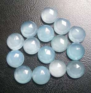 Vente en gros 8mm naturel Aqua calcédoine pierre précieuse AAA haute qualité IGI certificat Rose coupe Cabochon calibré Vivaaz gemmes - Product Image 4