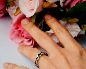 Sterling Silver Antique Gold Plated Link Band Ring Opal Loose Curb Open Double Stacking Cable Jewelry Fashionable Chain <b>Wrap</b> - Product Image 6