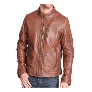 Veste en cuir rustique Veste de moto style motard Veste de mode en cuir véritable classique - Product Image 5