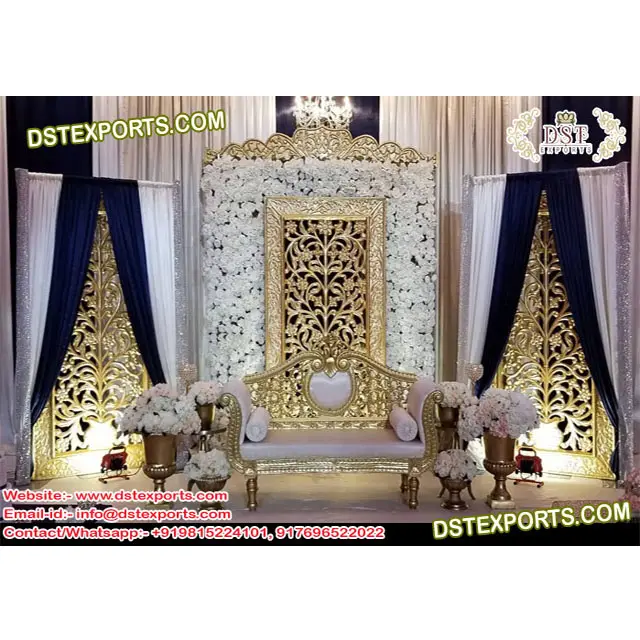 Eminent Wedding Back-Frames Stage Setup Asian Marriage Event Stage Setup Royal American Stage Decors For Reception