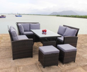 L Juego de sofás de jardín al aire libre Colección de muebles de mimbre - Product Image 1