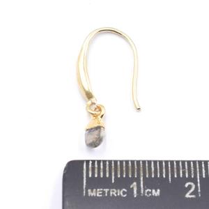 Labradorita-pendientes de plata de ley con forma ovalada, Pendientes chapados en oro, 24 a 25 MM - Product Image 3