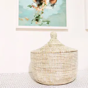 Hand woven storage basket seagrass with plastic string best home decor organizer