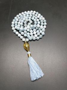 Collier de yoga aigue-marine en perles de mala religieuses 108-Cadeau pour les occasions de fête - Product Image 3