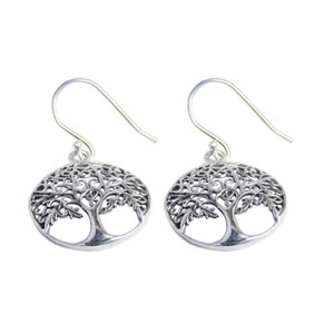 Charme Arbre De Vie 925 Boucles D'oreilles En Argent Sterling Hilarant Vintage Style Religieux Pour Les Mariages Cadeaux Fabricant Direct - Product Image 1