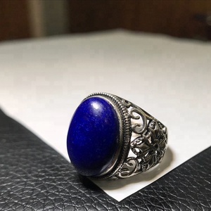 Hombres paquistaníes s925 azul lapislázuli de piedra de compromiso de boda de diseño nepal anillo - Product Image 2