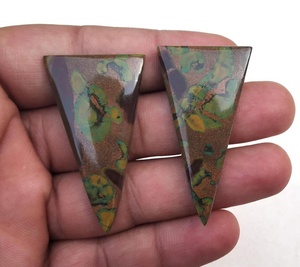 Cabujones de jaspe de fruta natural, forma de triángulo marrón suave, cuentas de joyería DIY, alambre hecho a mano envuelto - Product Image 4