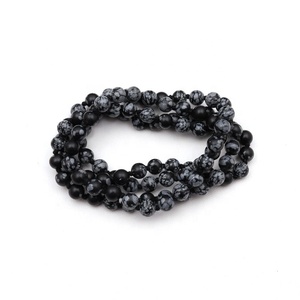 Collier tendance unisexe à partir de perles d'obsidienne flocon de neige naturel perle pierre principale nouvelle collection bijoux de mode bas prix lot en vrac - Product Image 1