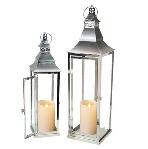 <b>Large</b> Metal Glass with <b>Candle</b> <b>Lantern</b> - Product Image 1