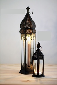 Lanterne en métal marocaine Art India, faite à la main, style INS, pour la décoration de la maison, du bureau, des mariages - Product Image 2