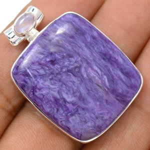 Colgante de plata de charoita rusa Charoita natural Piedra preciosa natural Colgante DE DECLARACIÓN DE PLATA Colgante de plata esterlina hecho a mano - Product Image 1