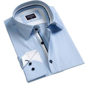 Camisa de vestir a la moda de hombre de calidad azul liso - Product Image 1