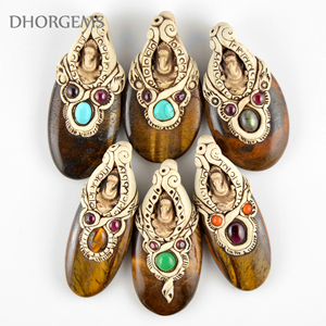 Pendentif en pierre précieuse fait à la main, 1 pièce, en argile polymère, pour bijoux en céramique - Product Image 1