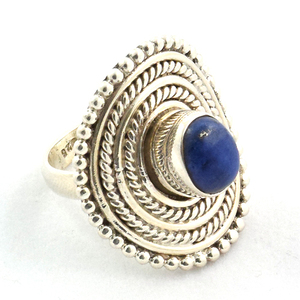 925 Sterling Silver <b>Ring</b> Bohemian Style Blue Lapis Lazuli Wedding Engagement Anniversary Birthstone Wholesale <b>Indian</b> Jewelry - Product Image 6