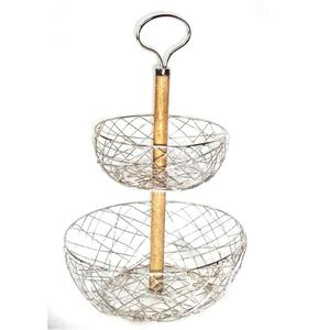 Panier de rangement pour fruits en fil de fer à deux niveaux Panier à fruits en métal durable - Product Image 1