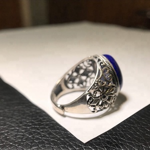 Hombres paquistaníes s925 azul lapislázuli de piedra de compromiso de boda de diseño nepal anillo - Product Image 3