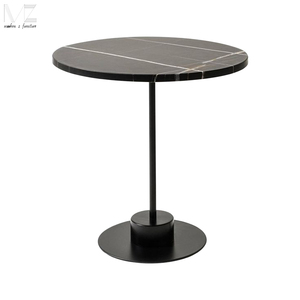 High Quality Simple Design <strong>Black</strong> Coffee <strong>Tables</strong> Natural Marble <strong>Round</strong> Top Metal Base Small Coffee <strong>Side</strong> <strong>Table</strong> - Product Image 1