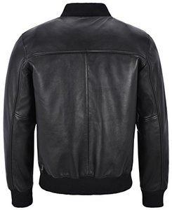 Bombardier rétro en cuir de vache pour hommes d'hiver OEM Veste noire avec col montant Prix - Product Image 4