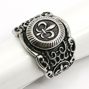 Acero inoxidable caliente retro Cuervo Cruz anillo de la flor de mariposa - Product Image 3