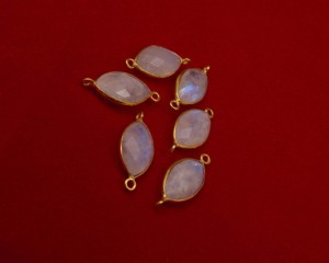 สร้อยรูปพระจันทร์สีรุ้งธรรมชาติห่วงคู่แนวตั้งเงินสเตอร์ลิง18K ชุบทองเครื่องประดับทำกรอบ - Product Image 4